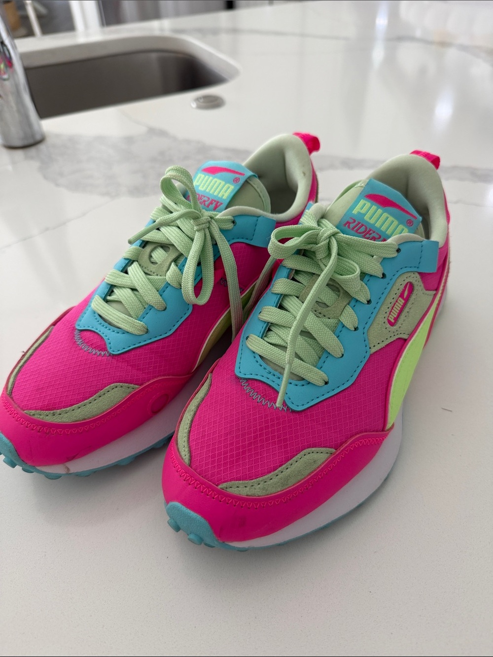 Puma Neon Pink, Aqua & Lime Runner Sneakers